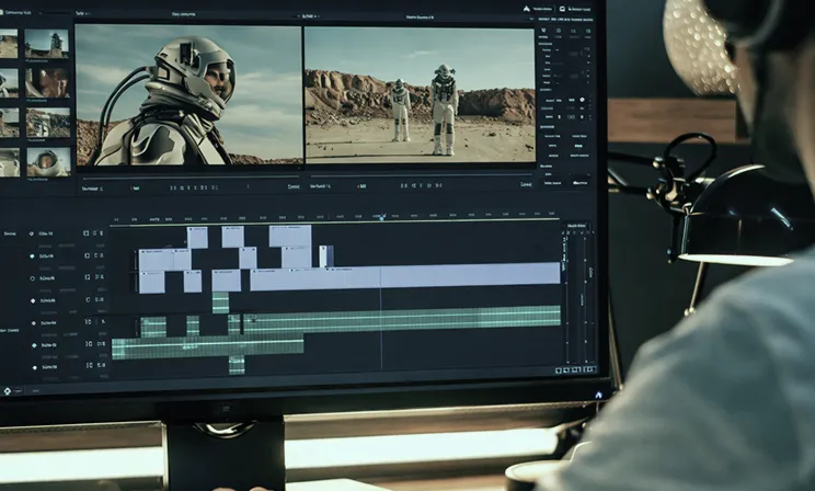 宇宙服映像を編集するタイムライン表示の映像編集画面