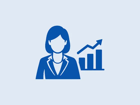 成績が右肩上がりのキャリアウーマンのイラスト